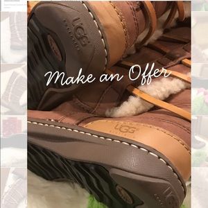 8" Women UGG Leather Boots in classic Maple Brown